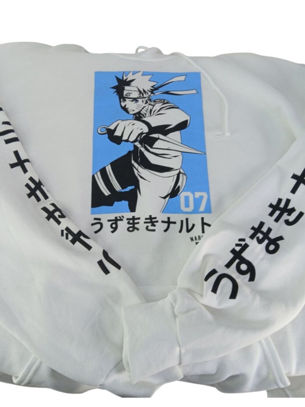 Naruto Shippuden White Hoodie Blue Graphic Size L Naruto Uzumaki Anime Streetwea - Picture 8 of 10